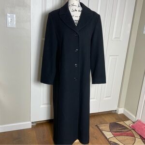 Vintage LA MODE SUPER Wool/Cashmere Blend Maxi Coat Women's 12 Black Lined